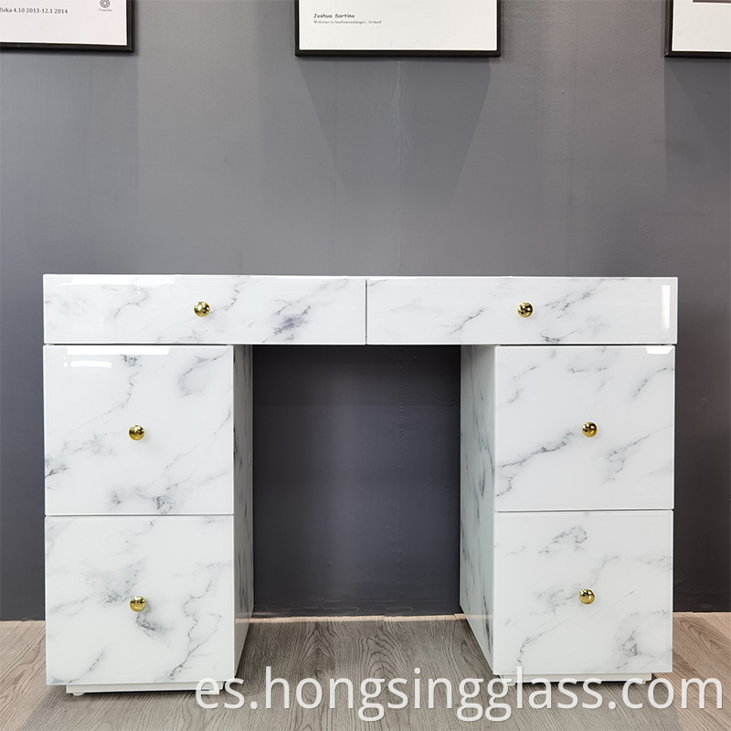 white marble effect glass dressing table